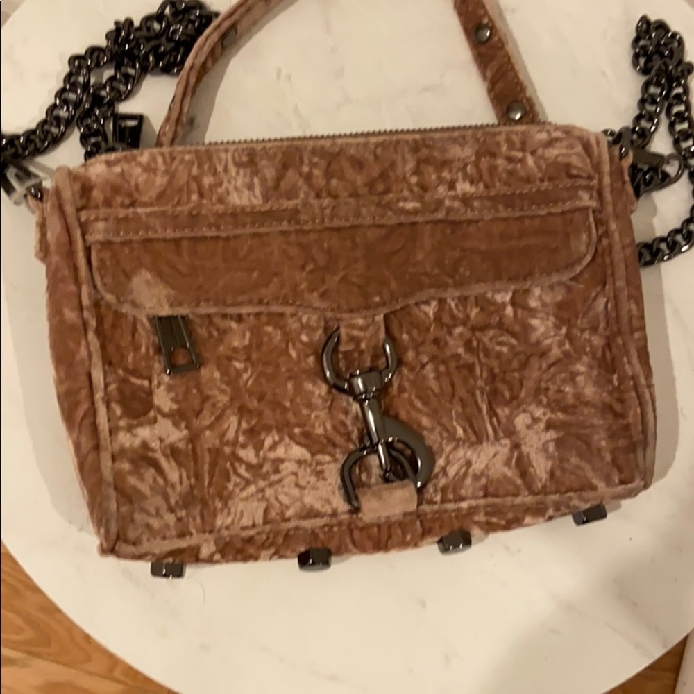 💖 RARE Rebecca Minkoff pink velvet crossbody handbag
